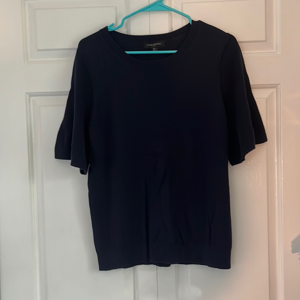 Navy Wide Sleeve Banana Republic short-sleeved Sweater